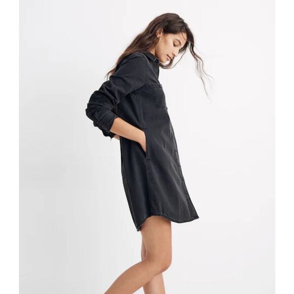 Madewell Black Denim Shirtdress Small - Picture 2 of 8